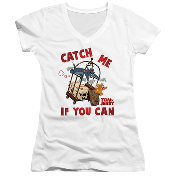 Tom and Jerry Catch Me If You Can - Juniors V-Neck T-Shirt Juniors V-Neck T-Shirt Tom and Jerry   