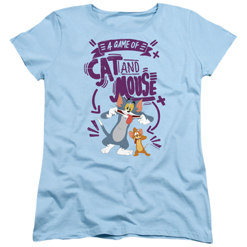 Light blue women's t-shirt with Tom and Jerry Cat And Mouse graphic