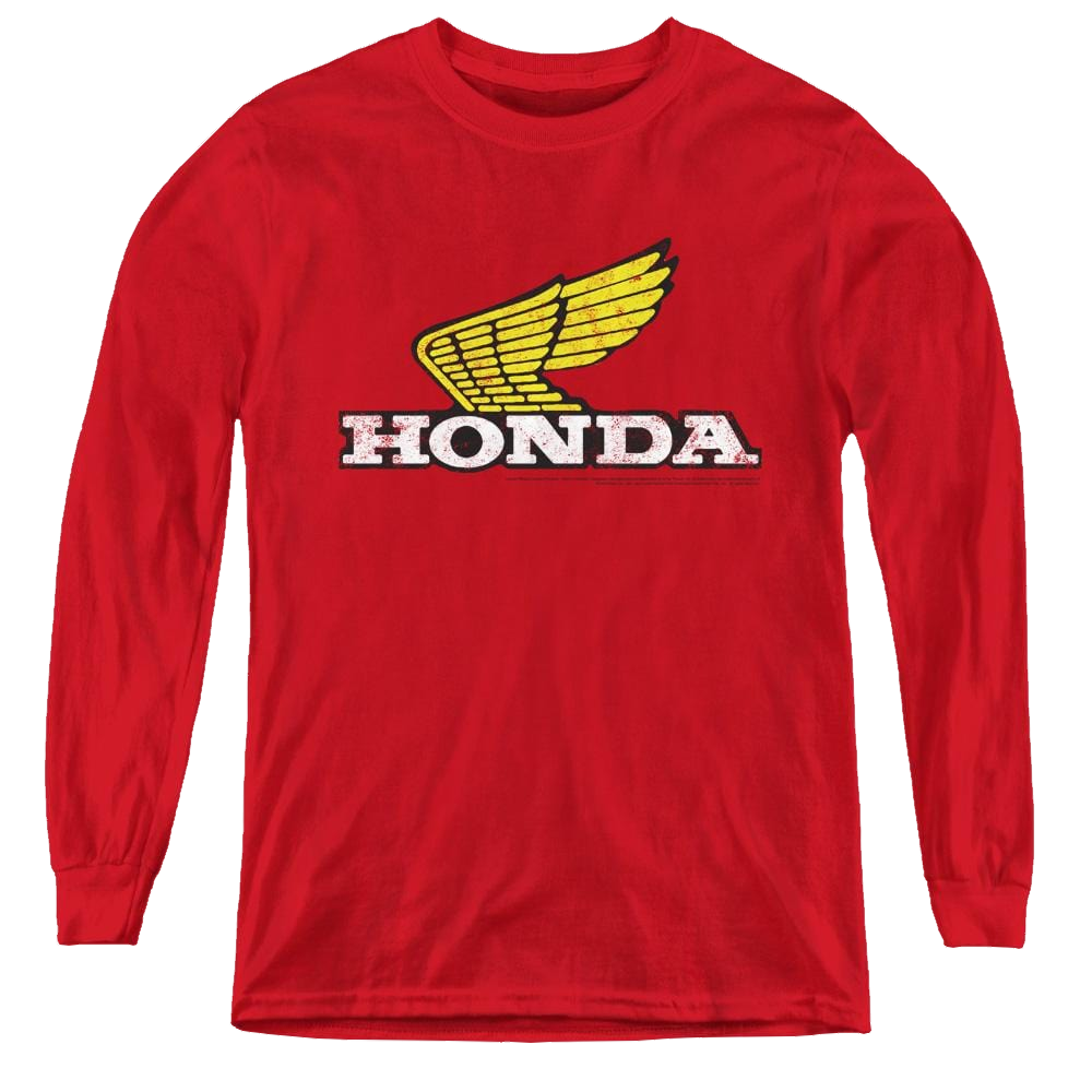 Honda Yellow Wing Logo - Youth Long Sleeve T-Shirt Youth Long Sleeve T-Shirt Honda   