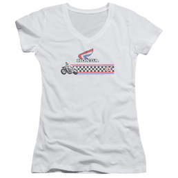 Honda 1985 Red White Blue - Juniors V-Neck T-Shirt Juniors V-Neck T-Shirt Honda   