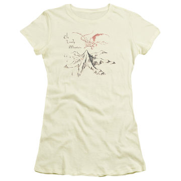 Cream juniors t-shirt with The Hobbit Lonely Mountain graphic