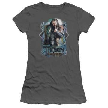 Charcoal juniors t-shirt with The Hobbit Thorin Oakenshield graphic