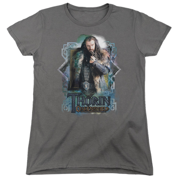 Charcoal women's t-shirt with The Hobbit Thorin Oakenshield graphic
