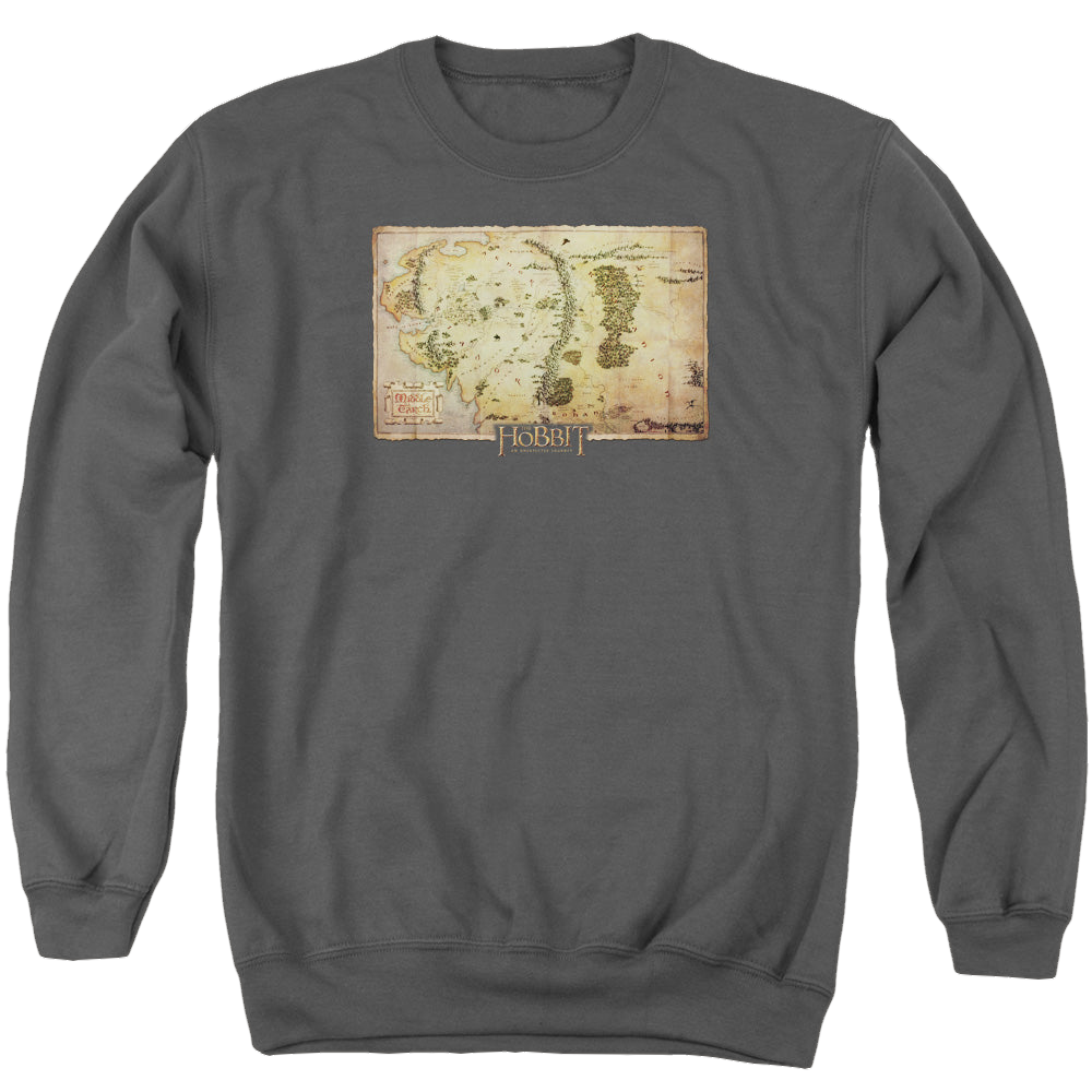 Hobbit Movie Trilogy, The Middle Earth Map - Men's Crewneck Sweatshirt Men's Crewneck Sweatshirt The Hobbit   