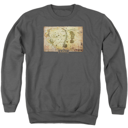 Hobbit Movie Trilogy, The Middle Earth Map - Men's Crewneck Sweatshirt Men's Crewneck Sweatshirt The Hobbit   