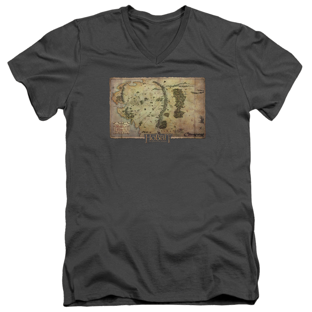 Hobbit Movie Trilogy, The Middle Earth Map - Men's V-Neck T-Shirt Men's V-Neck T-Shirt The Hobbit   