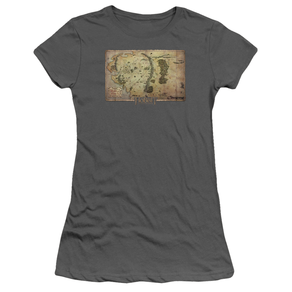 Hobbit Movie Trilogy, The Middle Earth Map - Juniors T-Shirt Juniors T-Shirt The Hobbit   