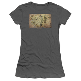 Hobbit Movie Trilogy, The Middle Earth Map - Juniors T-Shirt Juniors T-Shirt The Hobbit   