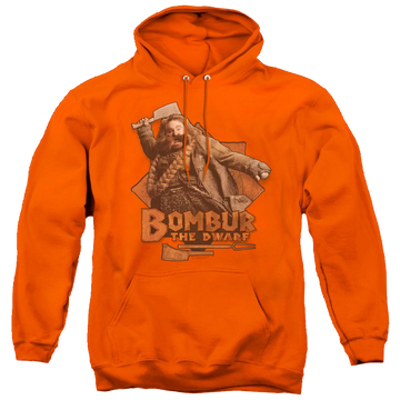 Orange pullover hoodie with The Hobbit Bombur graphic