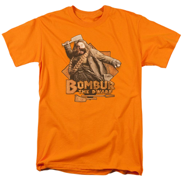 Orange men's regular fit t-shirt with The Hobbit Bombur graphic