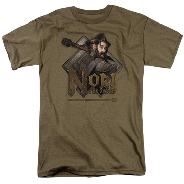 Safari green men's regular fit t-shirt with The Hobbit Nori graphic