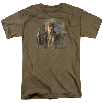 Safari green men's regular fit t-shirt with The Hobbit Bilbo Baggins graphic