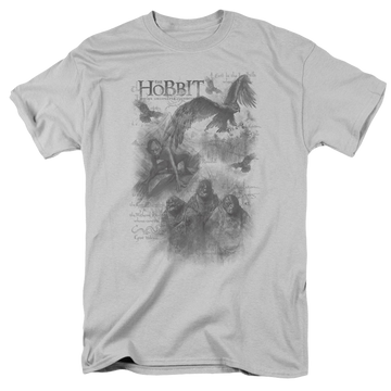 Silver men's regular fit t-shirt with The Hobbit Sketches graphic