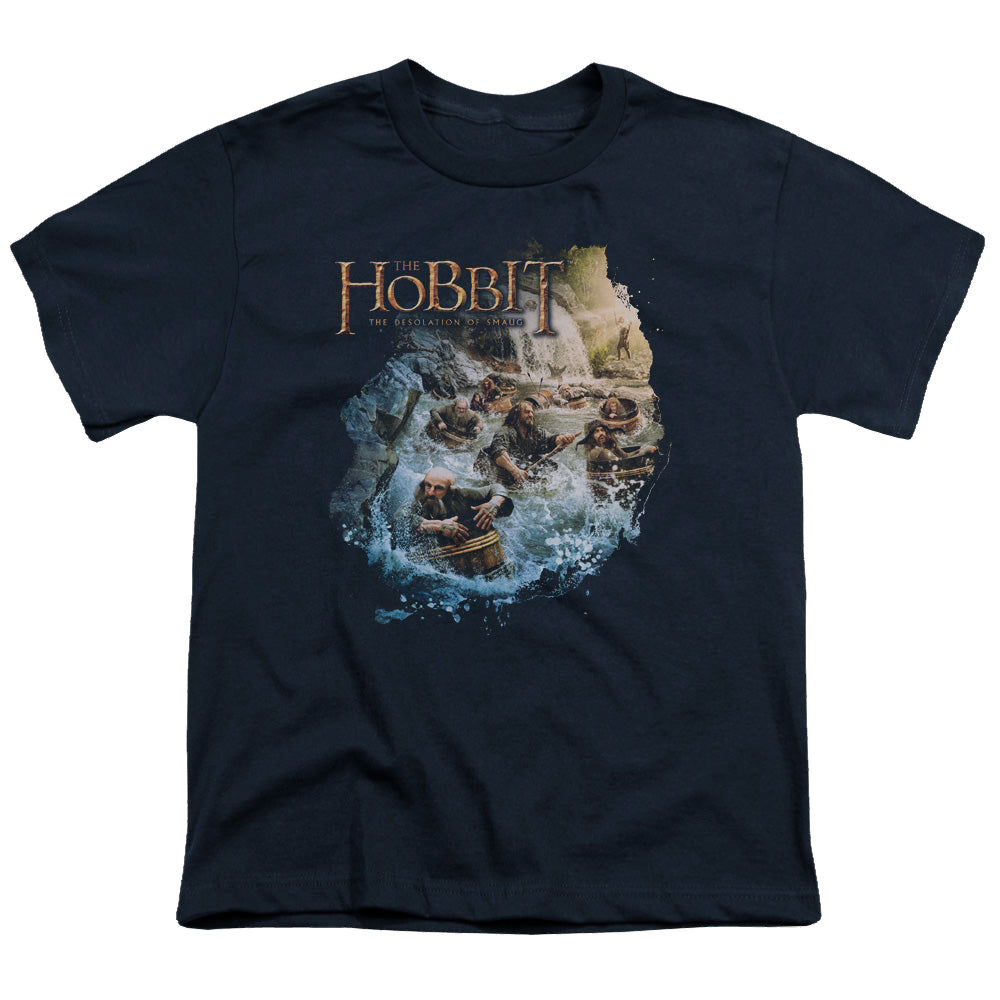 Hobbit Movie Trilogy, The Barreling Down - Youth T-Shirt Youth T-Shirt (Ages 8-12) The Hobbit   