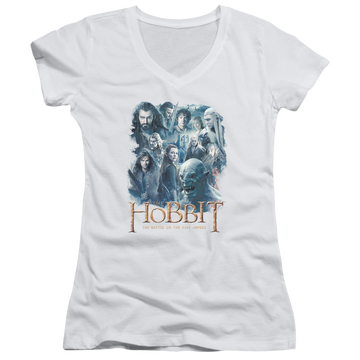 Hobbit Movie Trilogy, The Main Characters - Juniors V-Neck T-Shirt Juniors V-Neck T-Shirt The Hobbit   