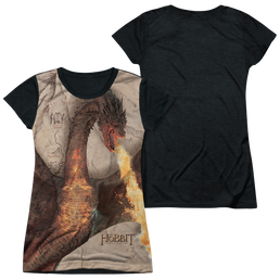 Hobbit Movie Trilogy, The Smaug Attack - Juniors Black Back T-Shirt Juniors Black Back T-Shirt The Hobbit   