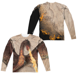 Hobbit Movie Trilogy, The Smaug Attack (Front/Back Print) - Men's All-Over Print Long Sleeve Men's All-Over Print Long Sleeve The Hobbit   