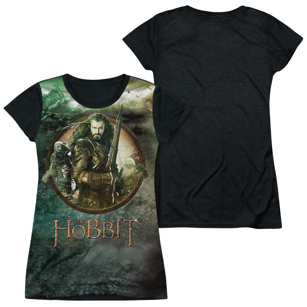 Hobbit Movie Trilogy, The Dwarves Vs Azog - Juniors Black Back T-Shirt Juniors Black Back T-Shirt The Hobbit   