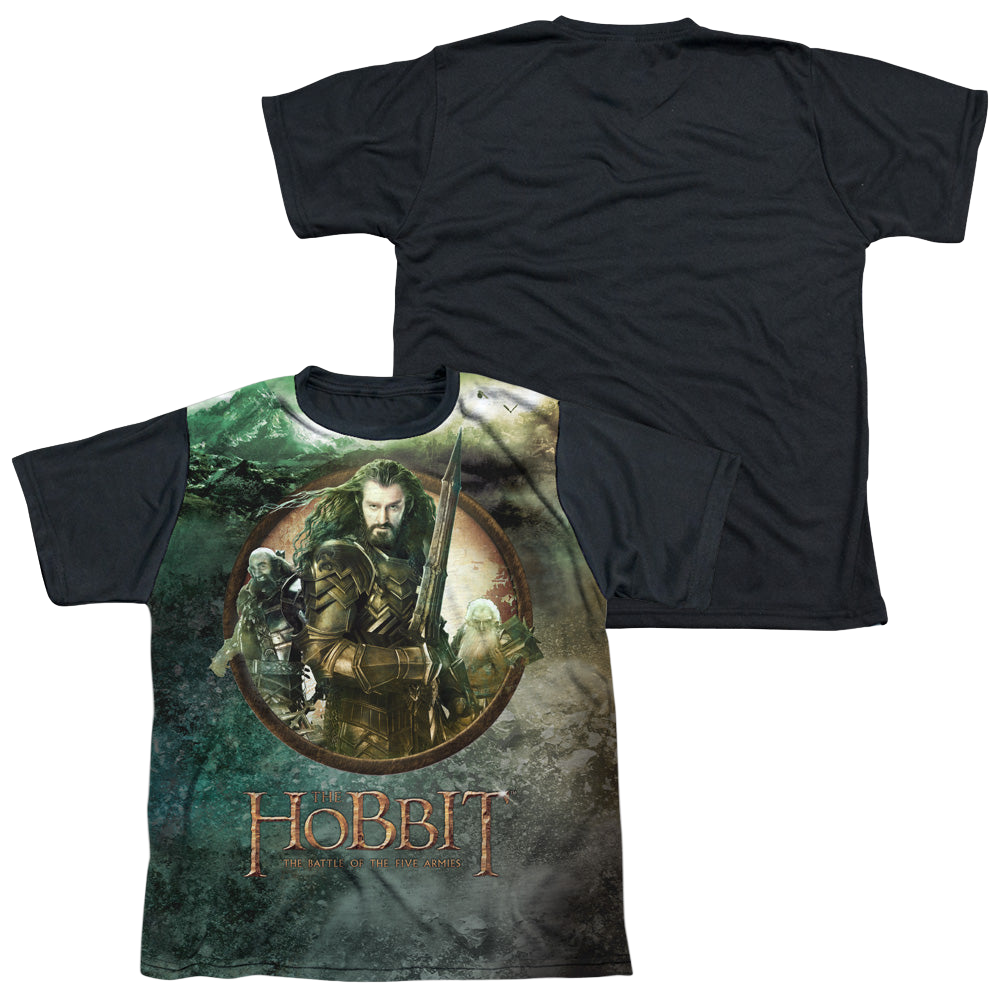Hobbit Movie Trilogy, The Dwarves Vs Azog - Youth Black Back T-Shirt Youth Black Back T-Shirt (Ages 8-12) The Hobbit   