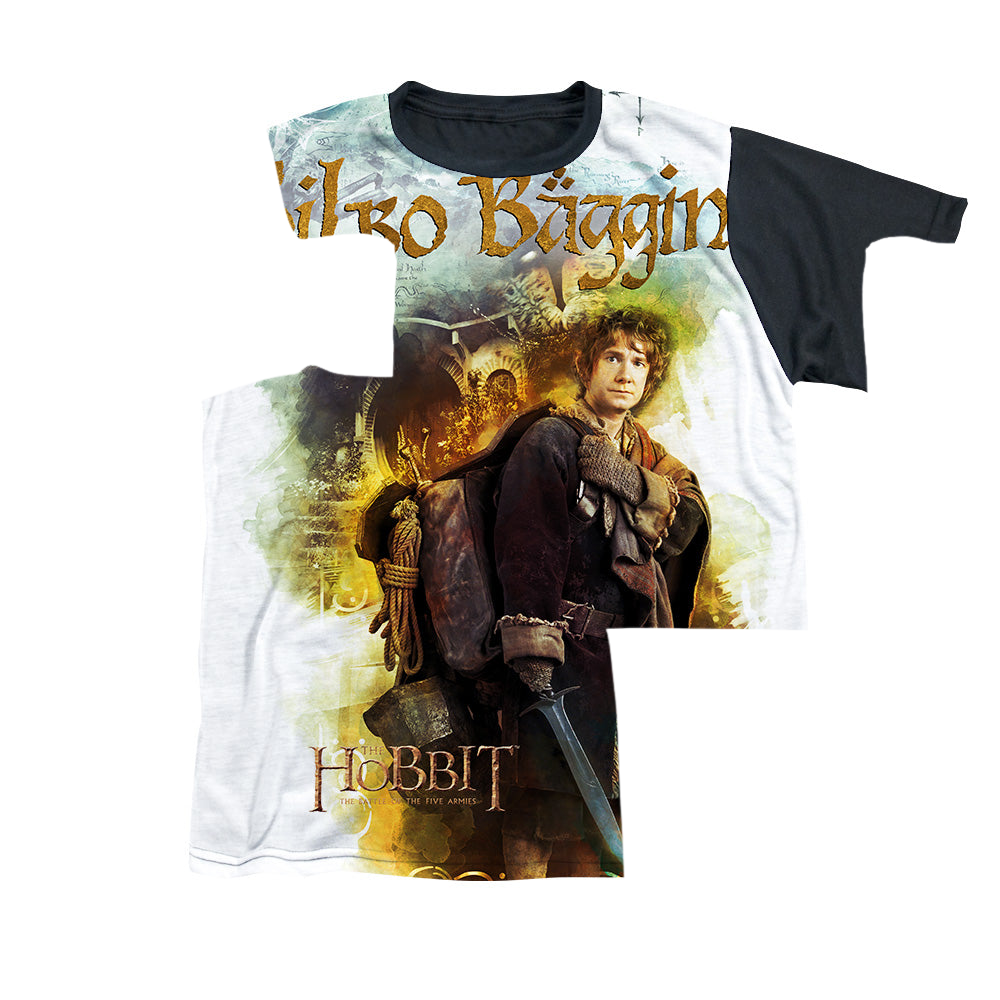 Hobbit Movie Trilogy, The Bilbo - Youth Black Back T-Shirt Youth Black Back T-Shirt (Ages 8-12) The Hobbit   