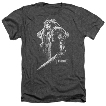 Charcoal men's heather t-shirt with The Hobbit King Thorin graphic