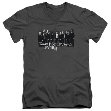 Charcoal men's v-neck t-shirt with Harry Potter Da Squad graphic