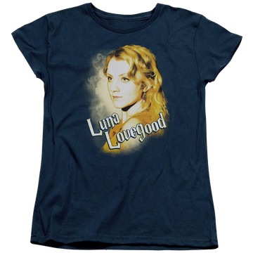 Navy women's t-shirt with Harry Potter Luna Closeup graphic