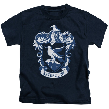 Navy kid's t-shirt for ages 4 to 7 with Harry Potter Ravenclaw Crest graphic
