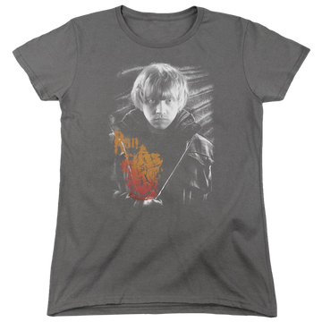Charcoal women's t-shirt with Harry Potter Ron Portrait graphic