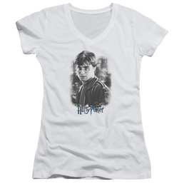 Harry Potter Harry In The Woods Juniors V-Neck T-Shirt Juniors V-Neck T-Shirt Harry Potter   