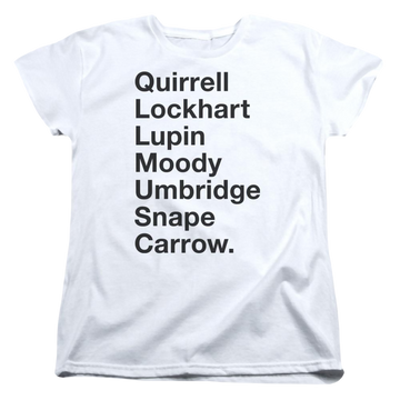 White women's t-shirt with Harry Potter Professors graphic