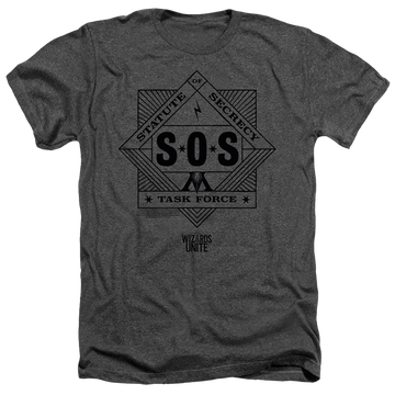 Charcoal men's heather t-shirt with Harry Potter Sos Task Force graphic