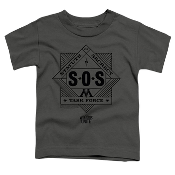 Charcoal toddler t-shirt with Harry Potter Sos Task Force graphic