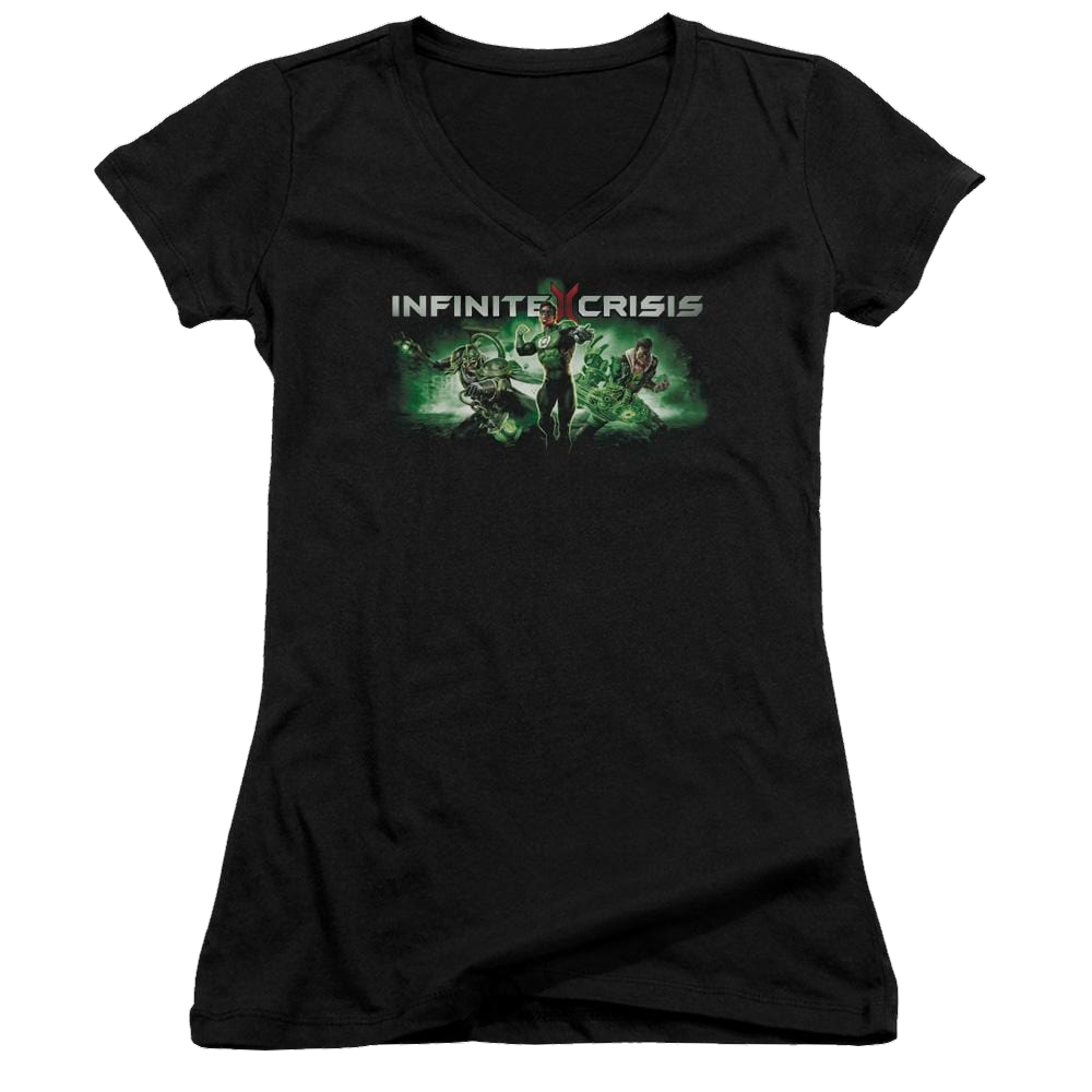 Infinite Crisis Ic Green Juniors V-Neck T-Shirt Juniors V-Neck T-Shirt Infinite Crisis   