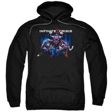 Black pullover hoodie with Infinite Crisis Ic Super graphic