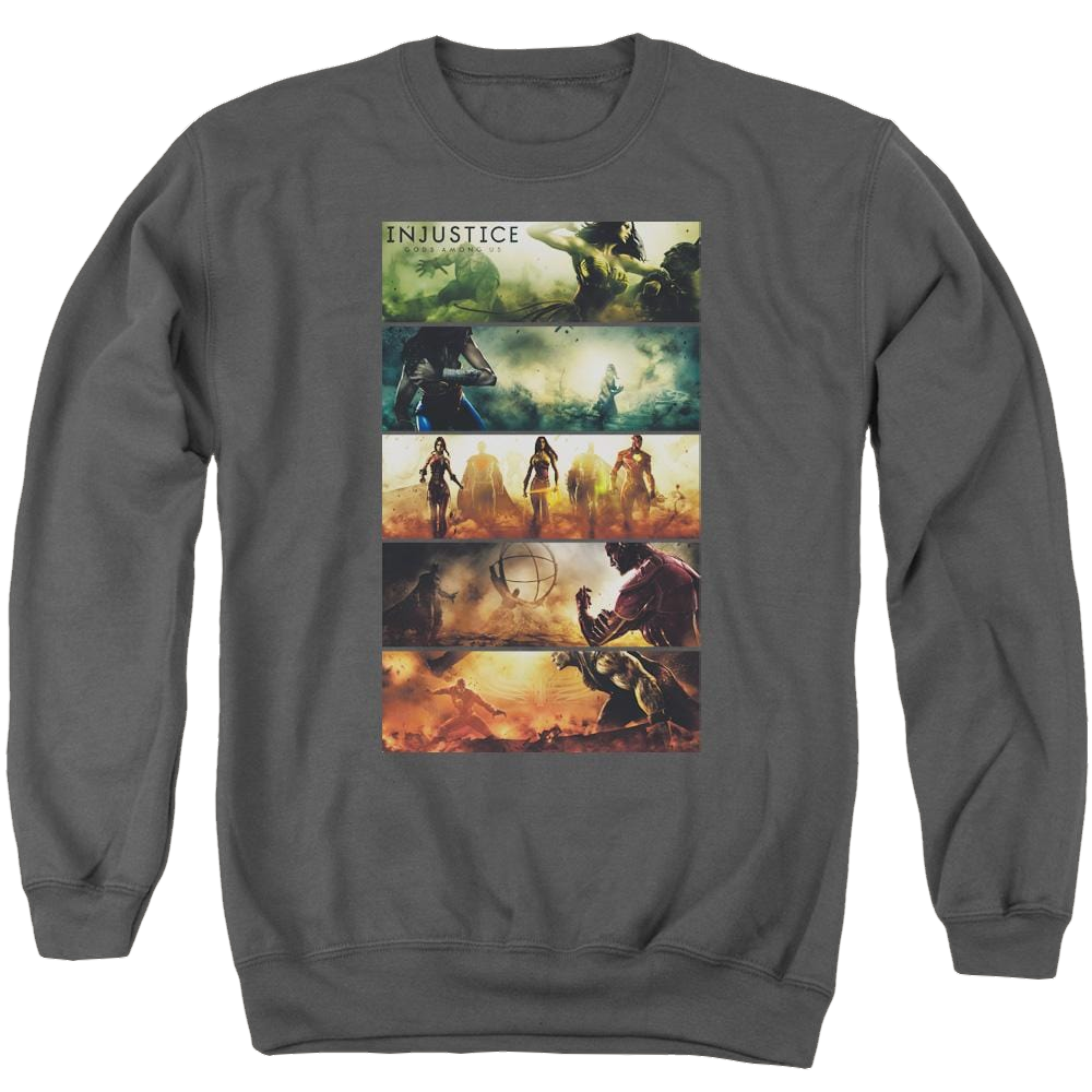 Injustice Gods Among Us Panels Men's Crewneck Sweatshirt Men's Crewneck Sweatshirt Injustice Gods Among Us   