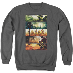 Injustice Gods Among Us Panels Men's Crewneck Sweatshirt Men's Crewneck Sweatshirt Injustice Gods Among Us   
