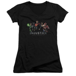 Injustice Gods Among Us Injustice League Juniors V-Neck T-Shirt Juniors V-Neck T-Shirt Injustice Gods Among Us   