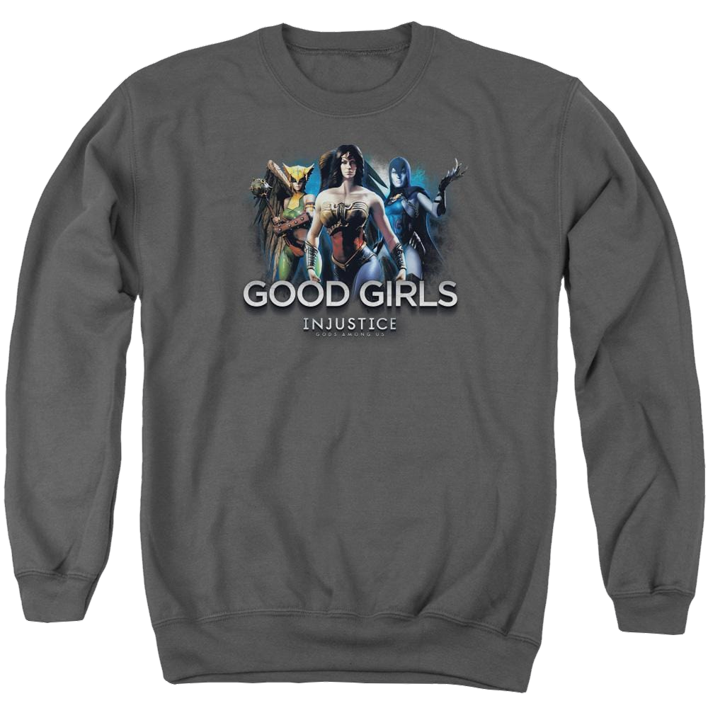 Injustice Gods Among Us Good Girls Men's Crewneck Sweatshirt Men's Crewneck Sweatshirt Justice League   
