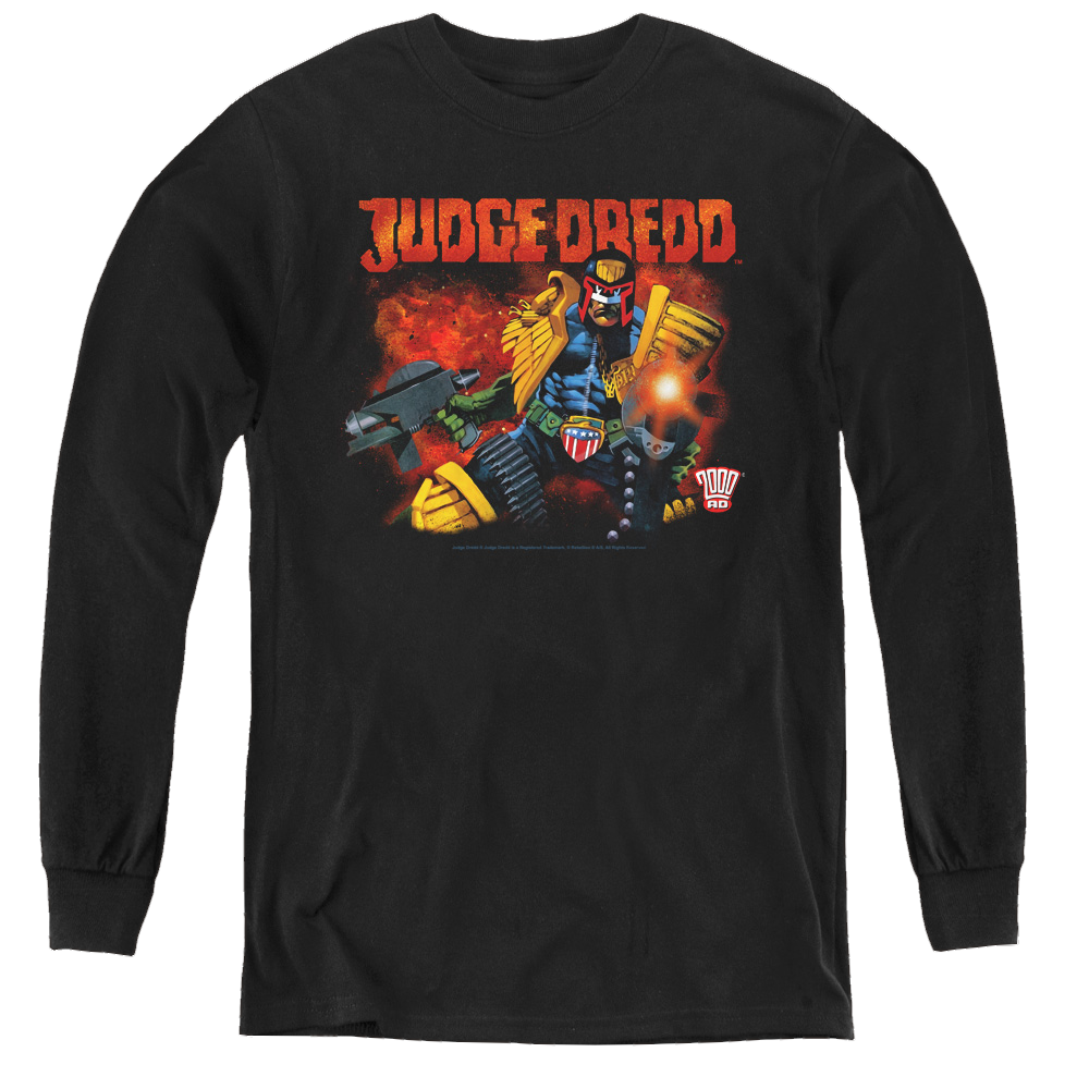 Judge Dredd Through Fire - Youth Long Sleeve T-Shirt Youth Long Sleeve T-Shirt Judge Dredd   