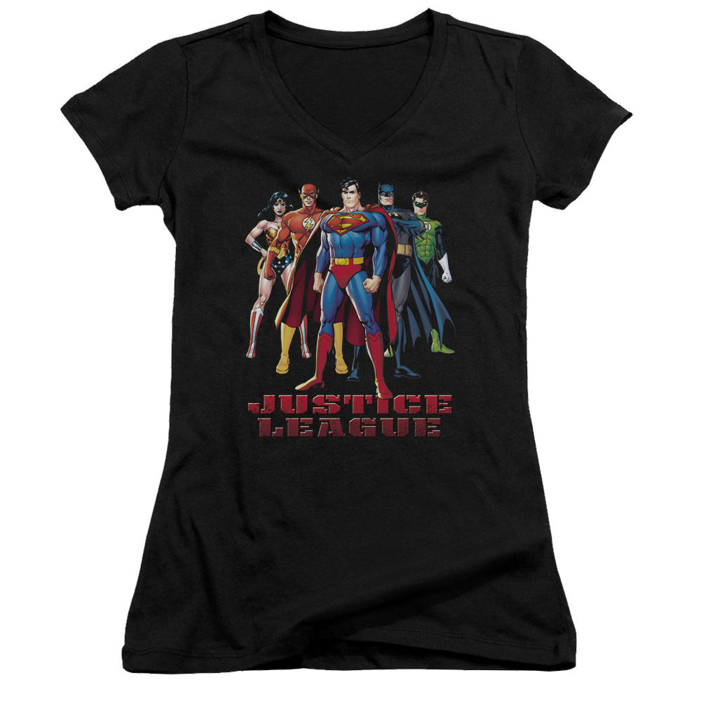 Justice League In League Juniors V-Neck T-Shirt Juniors V-Neck T-Shirt Justice League   