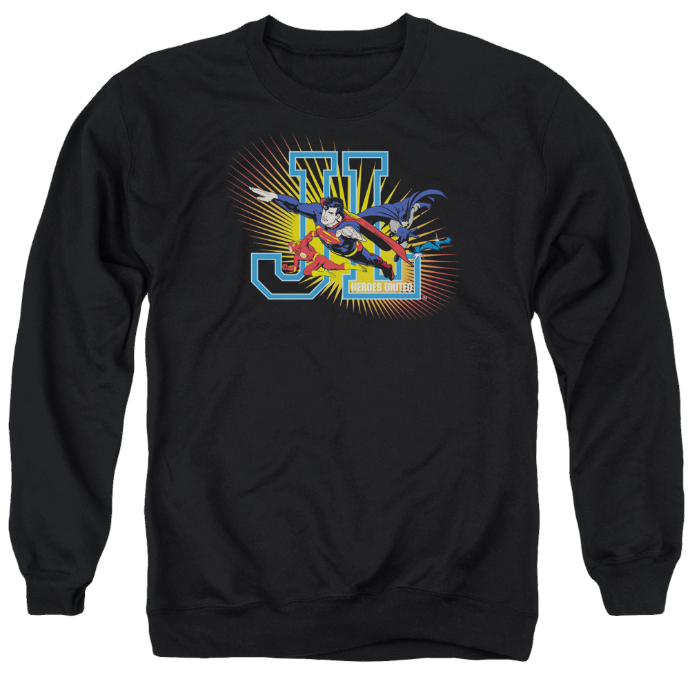 Justice League Heroes United Men's Crewneck Sweatshirt Men's Crewneck Sweatshirt Justice League   