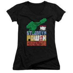 Justice League Heroic Qualities Juniors V-Neck T-Shirt Juniors V-Neck T-Shirt Justice League   