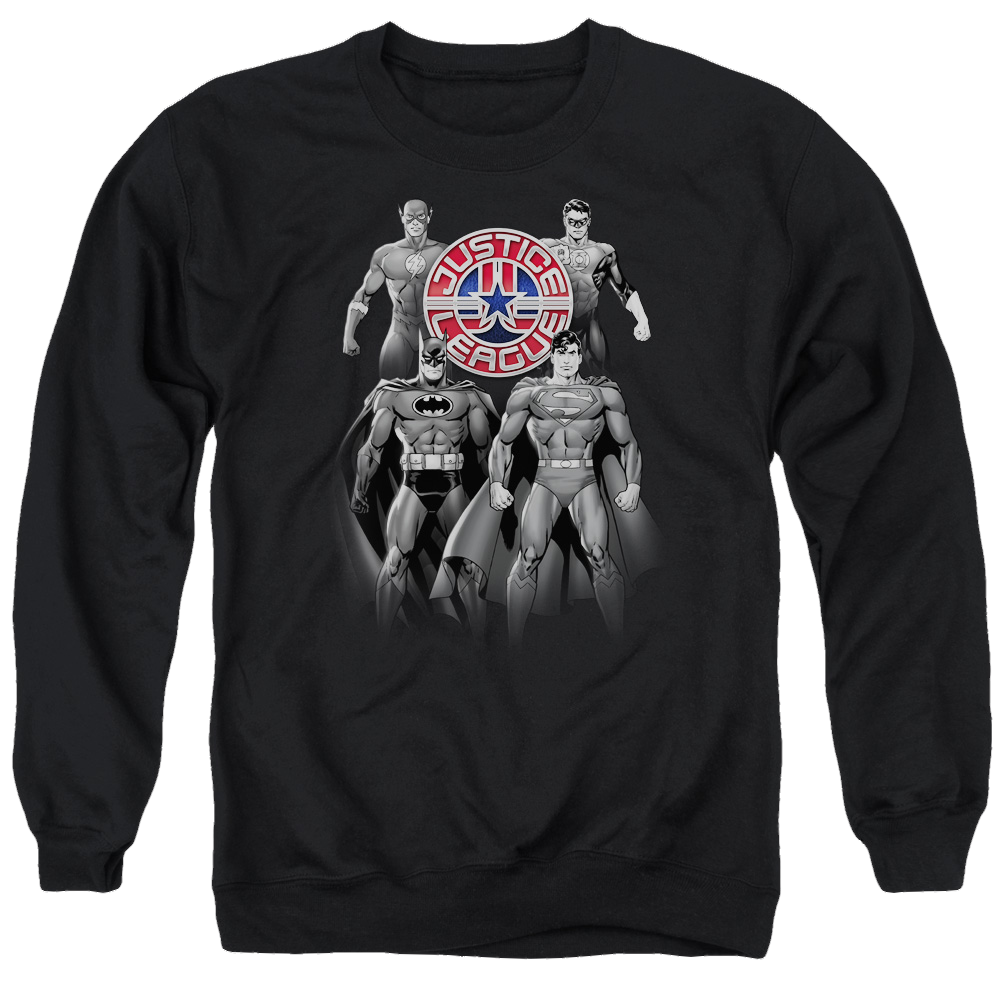 Justice League Shades Of Gray Men's Crewneck Sweatshirt Men's Crewneck Sweatshirt Justice League   