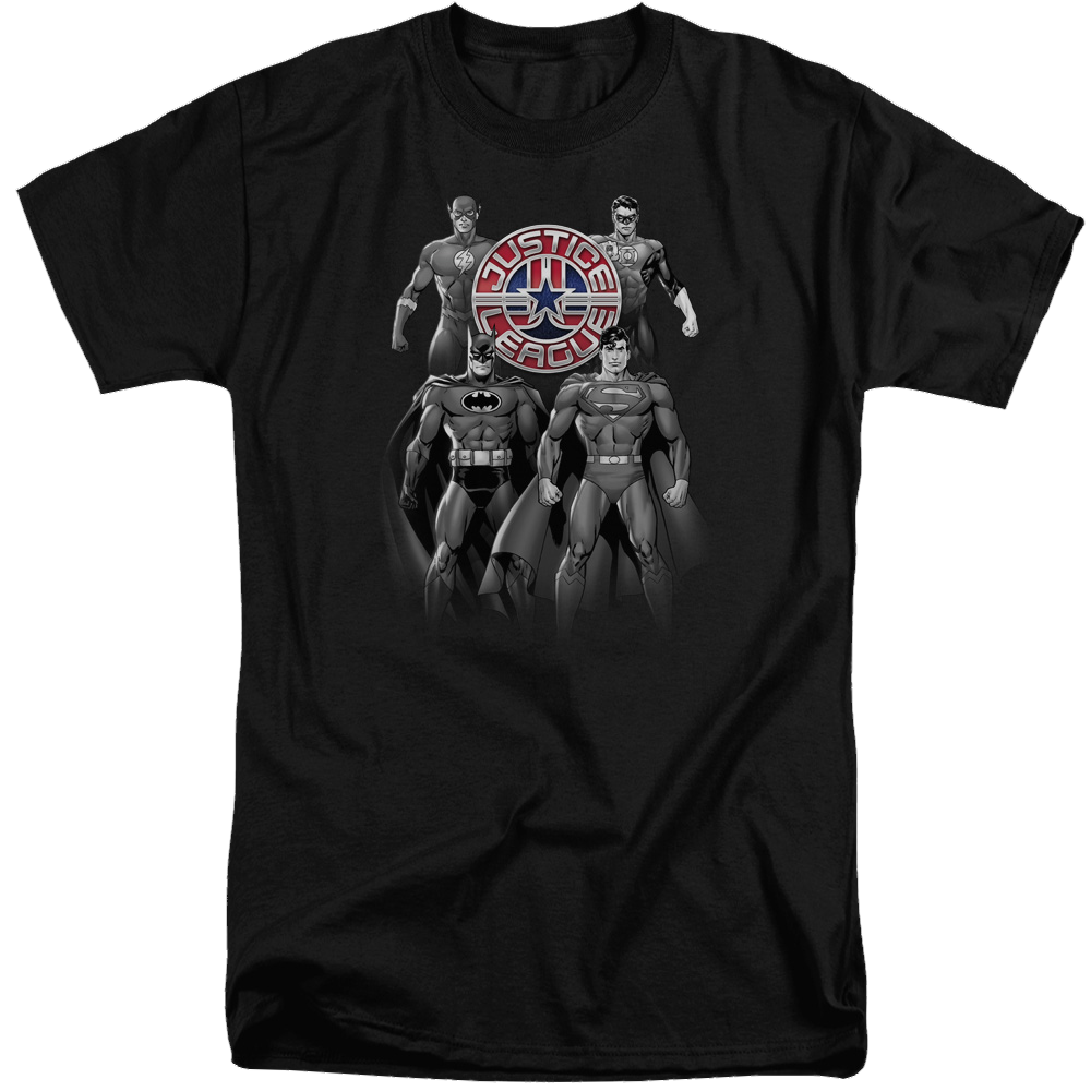 Justice League Shades Of Gray Men's Tall Fit T-Shirt Men's Tall Fit T-Shirt Justice League   