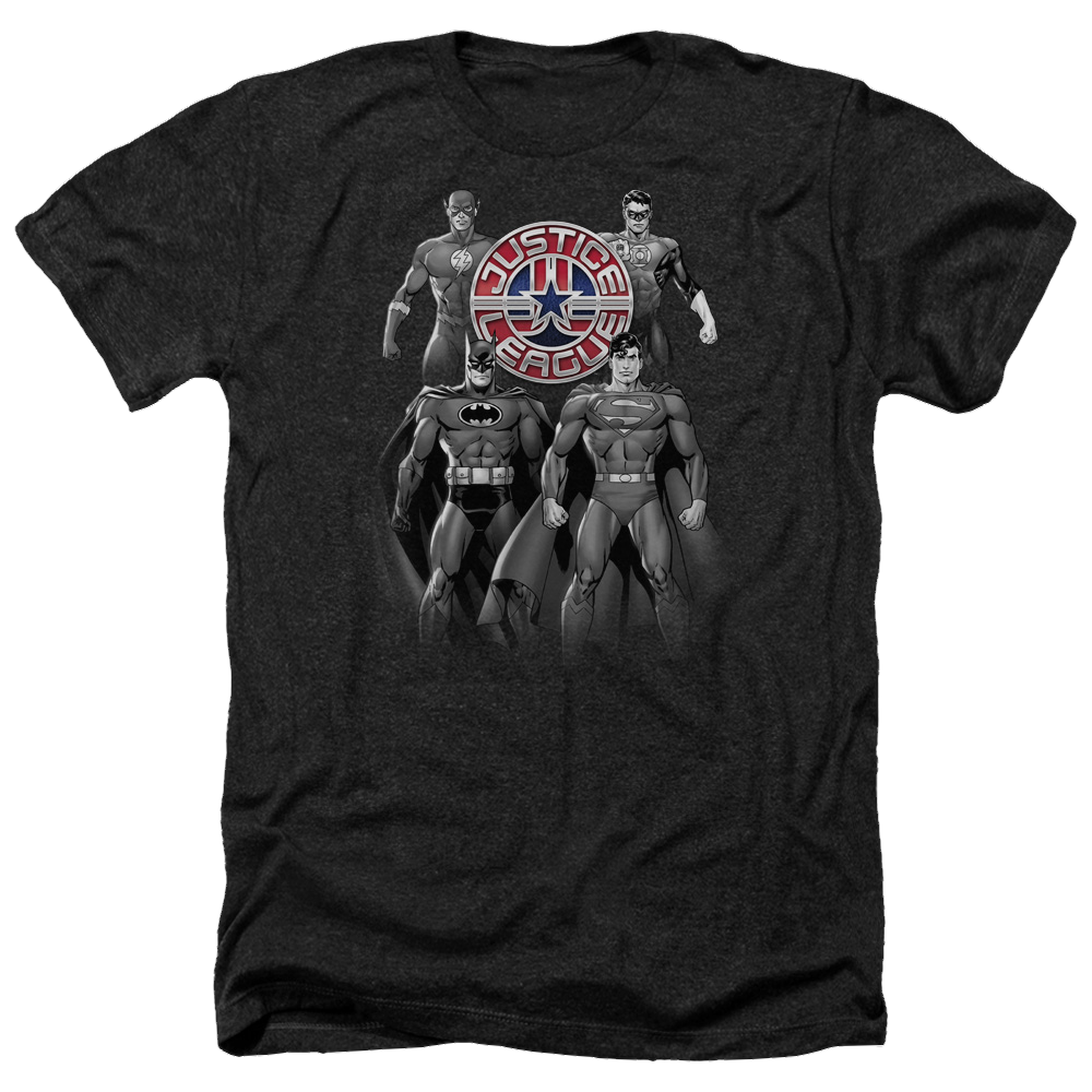 Justice League Shades Of Gray Men's Heather T-Shirt Men's Heather T-Shirt Justice League   