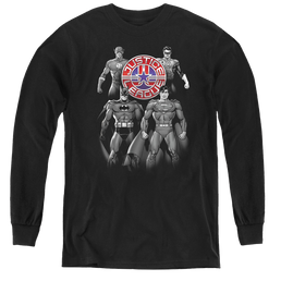 Justice League Shades Of Gray - Youth Long Sleeve T-Shirt Youth Long Sleeve T-Shirt Justice League   