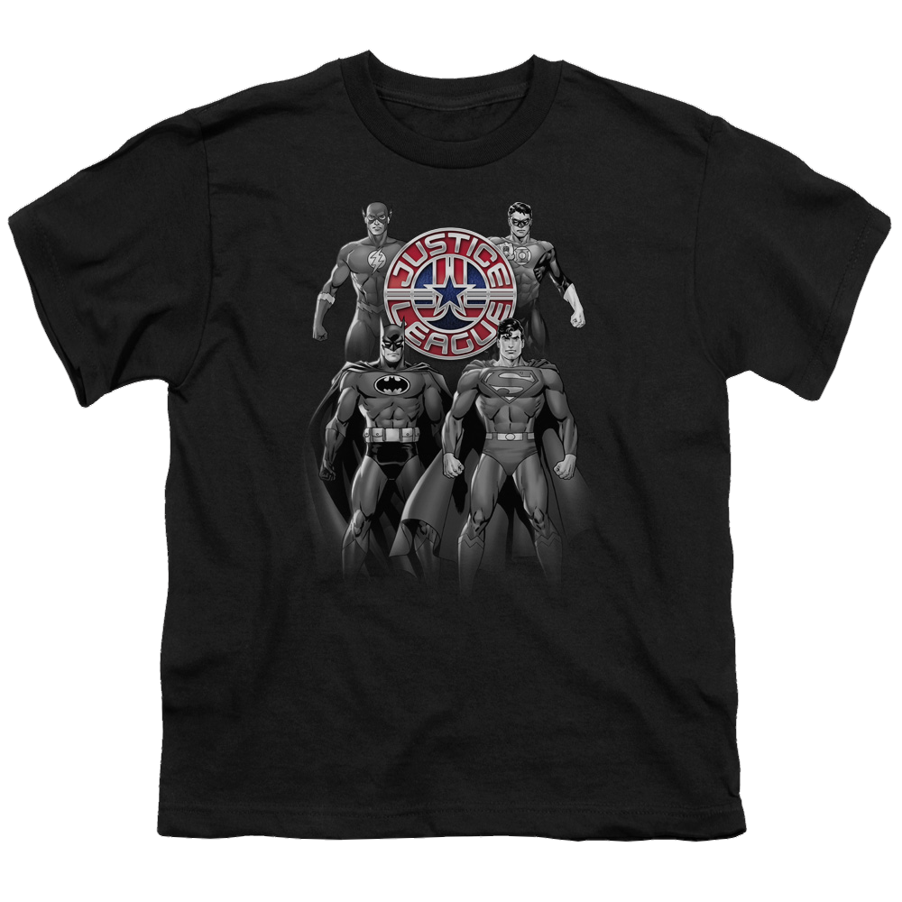 Justice League Shades Of Gray - Youth T-Shirt Youth T-Shirt (Ages 8-12) Justice League   