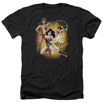 Charcoal men's heather t-shirt with Justice League Wonder Woman graphic