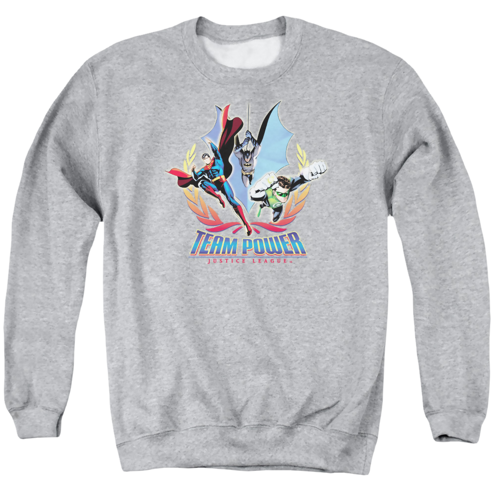 Justice League Team Power Men's Crewneck Sweatshirt Men's Crewneck Sweatshirt Justice League   